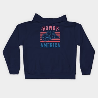 Howdy America; 4th July; 4th of July; independence day; American; proud; stars and stripes; red white and blue; Kids Hoodie